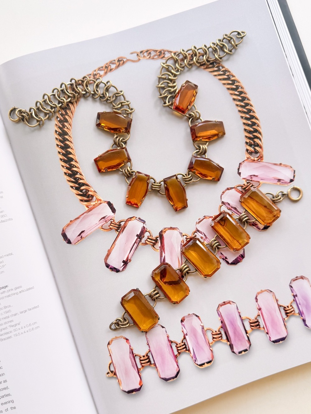 Vintage Art Deco Book Piece 1920s-1930s Regina Czech Glass Necklace Bracelet Set